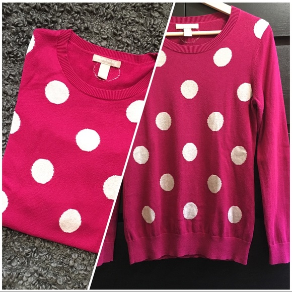 Banana Republic Sweaters - Banana Republic polka dot plum purple sweater S